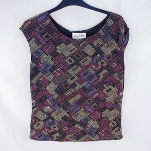 Sleeveless Black Metallic Girls Night Out Top L